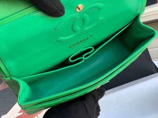 Chanel Classic Mini Flap Medium Replica Bags Green 25x16x6cm (2)