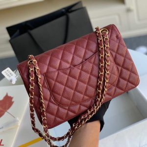 Chanel Classic Mini Flap Medium Replica Bags Plum Red 25x16x6cm (2)