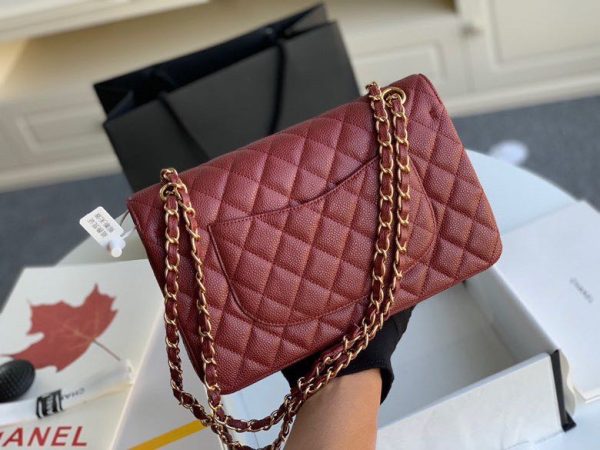 Chanel Classic Mini Flap Medium Replica Bags Plum Red 25x16x6cm (2)