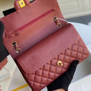 Chanel Classic Mini Flap Medium Replica Bags Plum Red 25x16x6cm (2)