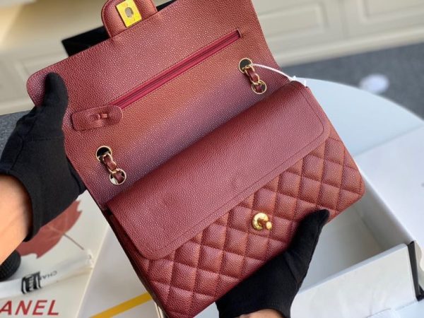 Chanel Classic Mini Flap Medium Replica Bags Plum Red 25x16x6cm (2)