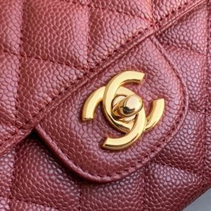 Chanel Classic Mini Flap Medium Replica Bags Plum Red 25x16x6cm (2)