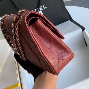 Chanel Classic Mini Flap Medium Replica Bags Plum Red 25x16x6cm (2)