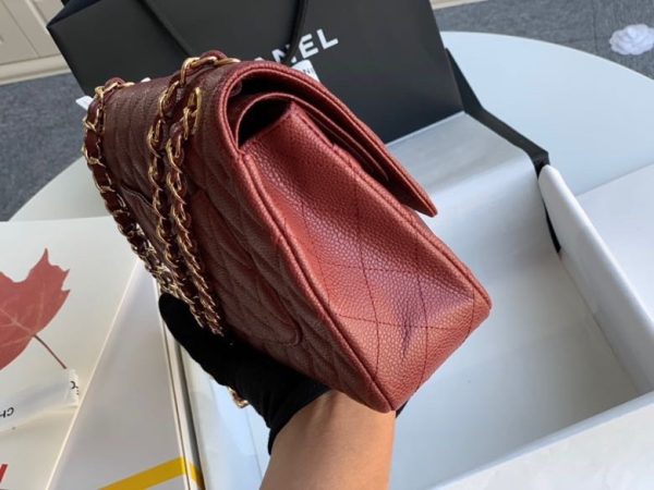 Chanel Classic Mini Flap Medium Replica Bags Plum Red 25x16x6cm (2)