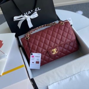 Chanel Classic Mini Flap Medium Replica Bags Plum Red 25x16x6cm (2)