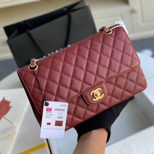 Chanel Classic Mini Flap Medium Replica Bags Plum Red 25x16x6cm (2)