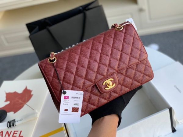 Chanel Classic Mini Flap Medium Replica Bags Plum Red 25x16x6cm (2)