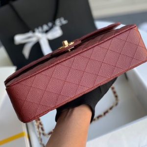 Chanel Classic Mini Flap Medium Replica Bags Plum Red 25x16x6cm (2)