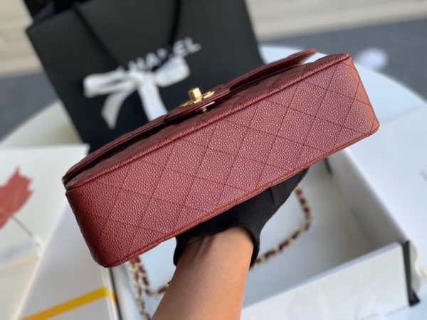 Chanel Classic Mini Flap Medium Replica Bags Plum Red 25x16x6cm (2)