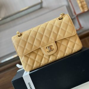 Chanel Classic Small Grain Leather Gold Buckle Replica Bags 23cm (2)