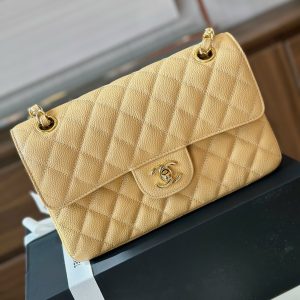 Chanel Classic Small Grain Leather Gold Buckle Replica Bags 23cm (2)