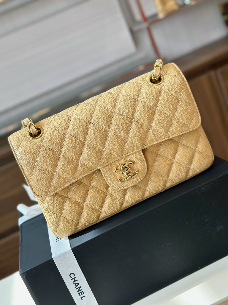 Chanel Classic Small Grain Leather Gold Buckle Replica Bags 23cm (2)