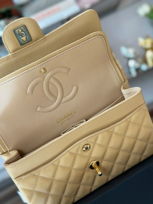 Chanel Classic Small Grain Leather Gold Buckle Replica Bags 23cm (2)