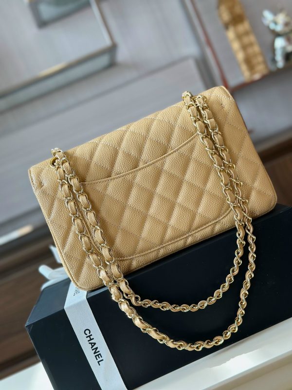 Chanel Classic Small Grain Leather Gold Buckle Replica Bags 23cm (2)