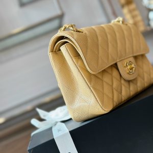 Chanel Classic Small Grain Leather Gold Buckle Replica Bags 23cm (2)