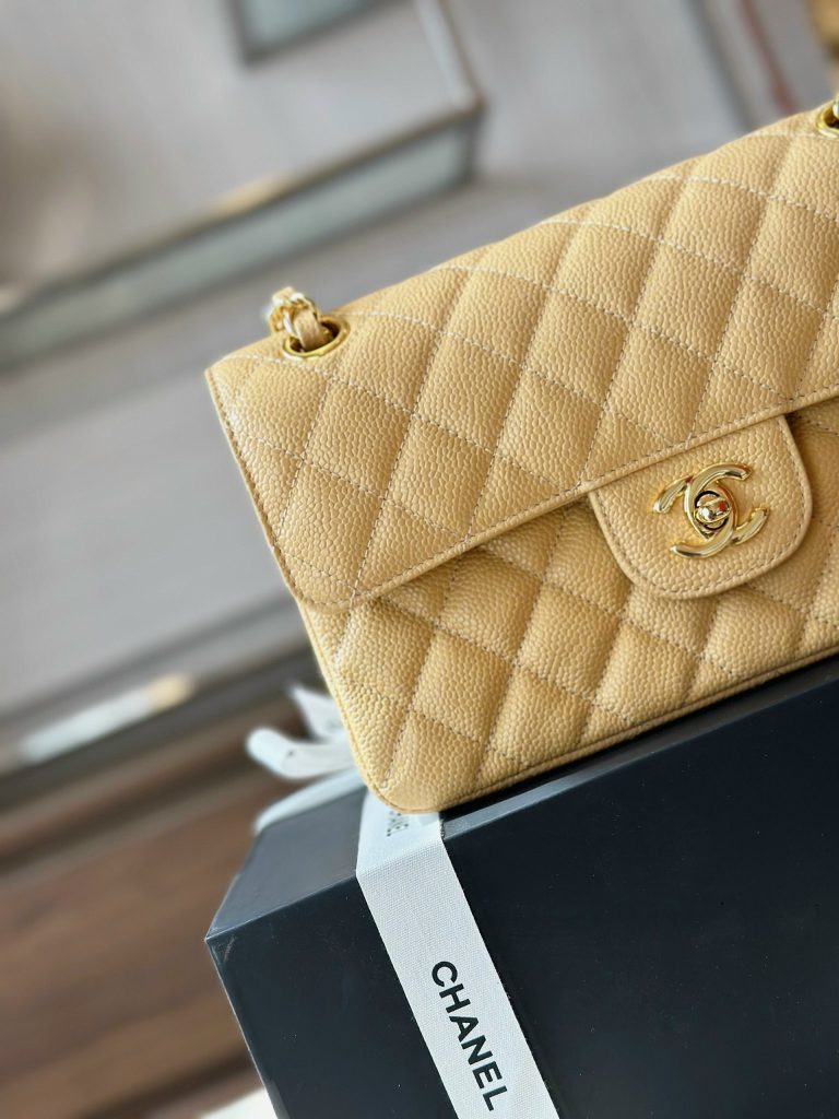 Chanel Classic Small Grain Leather Gold Buckle Replica Bags 23cm (2)