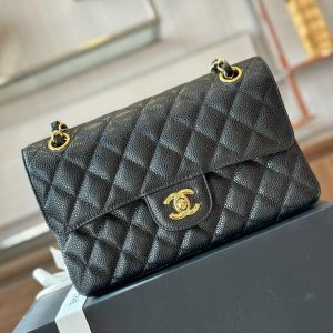 Chanel Classic Small Grain Leather Replica Bags Black 23cm (2)