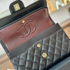 Chanel Classic Small Grain Leather Replica Bags Black 23cm (2)