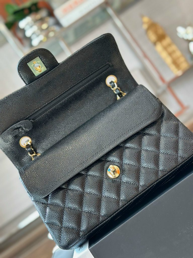 Chanel Classic Small Grain Leather Replica Bags Black 23cm (2)