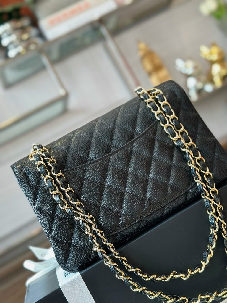 Chanel Classic Small Grain Leather Replica Bags Black 23cm (2)