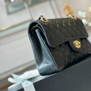 Chanel Classic Small Grain Leather Replica Bags Black 23cm (2)