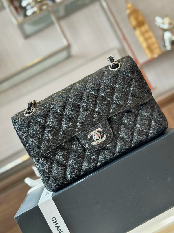 Chanel Classic Small Replica Bags Silver Buckle Black 23cm (2)