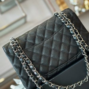 Chanel Classic Small Replica Bags Silver Buckle Black 23cm (2)