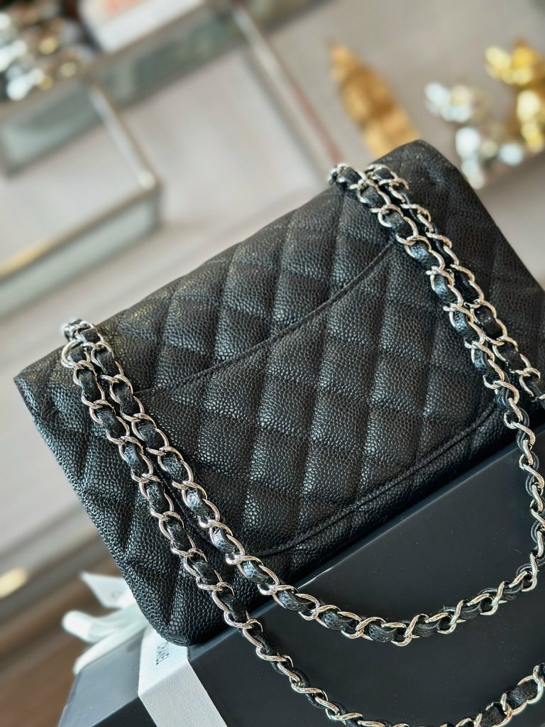 Chanel Classic Small Replica Bags Silver Buckle Black 23cm (2)