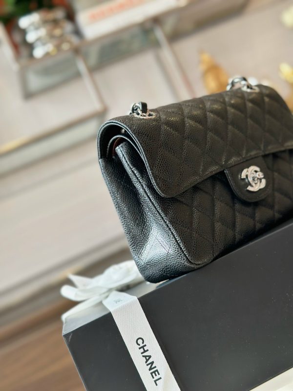 Chanel Classic Small Replica Bags Silver Buckle Black 23cm (2)