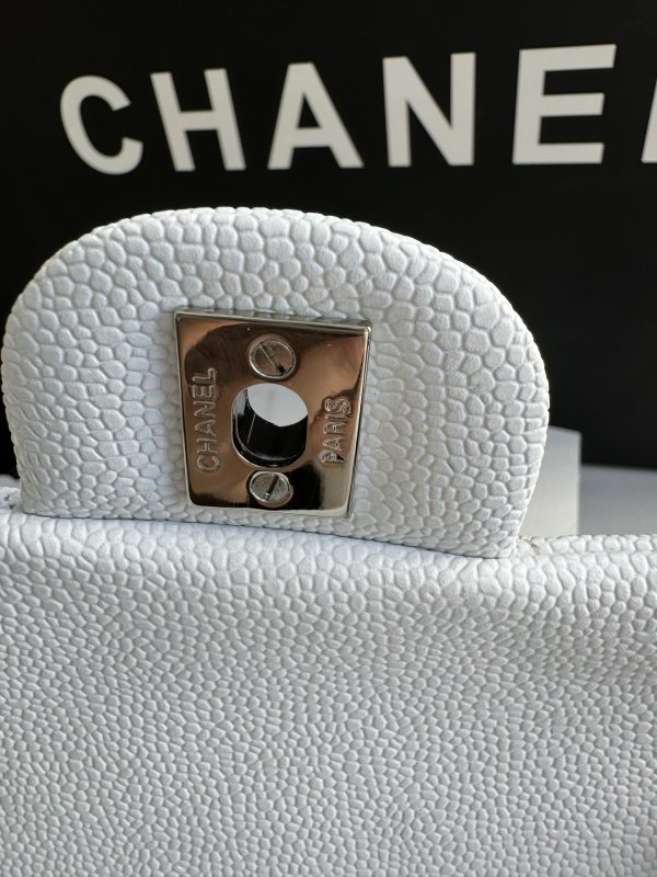 Chanel Classic White Replica Bags Silver Buckle Size 20cm (2)