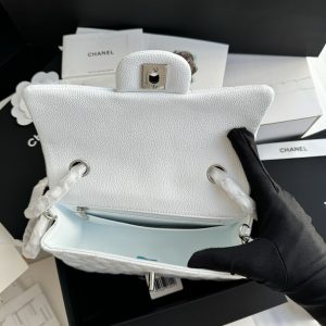 Chanel Classic White Replica Bags Silver Buckle Size 20cm (2)