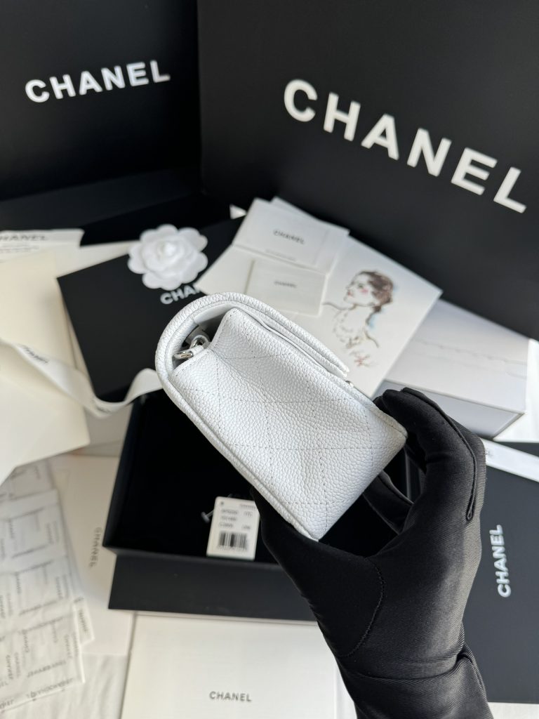 Chanel Classic White Replica Bags Silver Buckle Size 20cm (2)