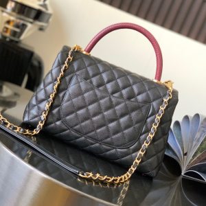 Chanel Coco Bolsa Handle Caviar Replica Bags Black Size 28cm (2)