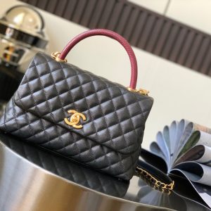 Chanel Coco Bolsa Handle Caviar Replica Bags Black Size 28cm (2)