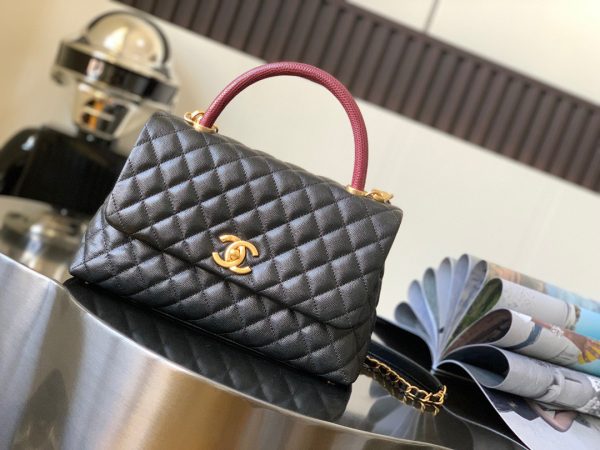 Chanel Coco Bolsa Handle Caviar Replica Bags Black Size 28cm (2)