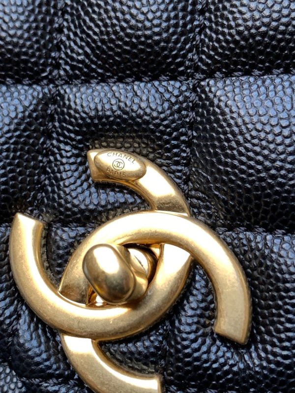 Chanel Coco Bolsa Handle Caviar Replica Bags Black Size 28cm (2)