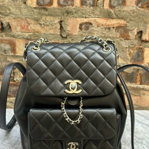 Chanel Duma Drawstring Lambskin Small Black Backpack Size 20cm (2)