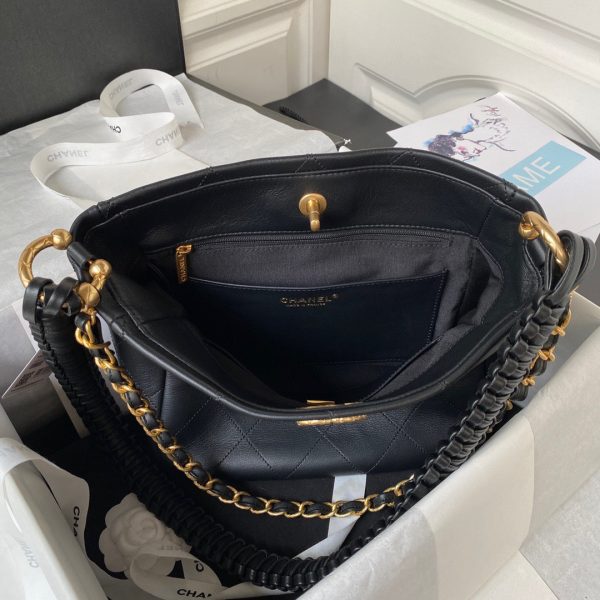 Chanel Hobo Calfskin Black Replica Bags 25cm (2)