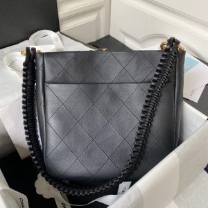 Chanel Hobo Calfskin Black Replica Bags 25cm (2)