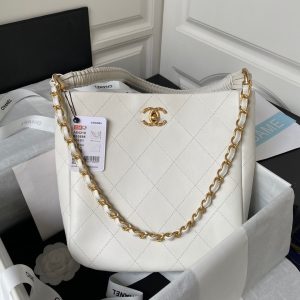 Chanel Hobo Calfskin White Replica Bags 25cm (2)