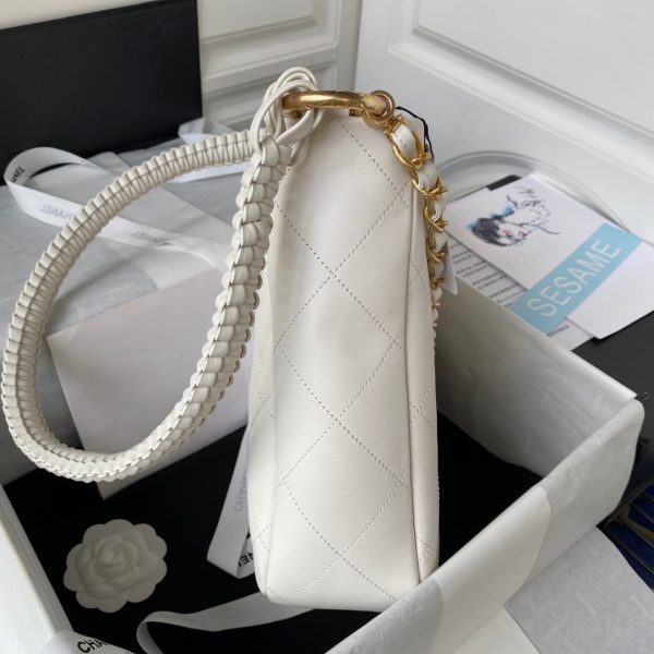 Chanel Hobo Calfskin White Replica Bags 25cm (2)