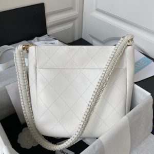Chanel Hobo Calfskin White Replica Bags 25cm (2)