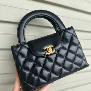 Chanel Kelly Small Shopper Black Calfskin Replica Bags 7.75x5x2 (2)