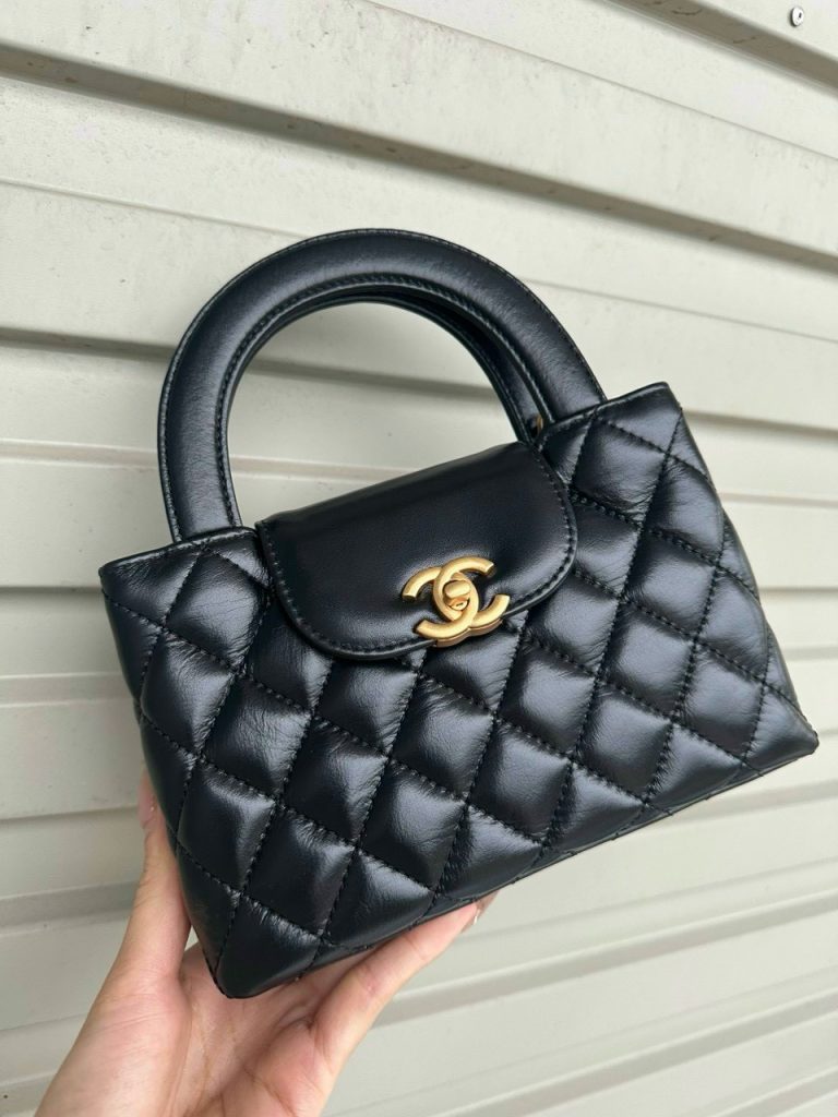 Chanel Kelly Small Shopper Black Calfskin Replica Bags 7.75x5x2 (2)