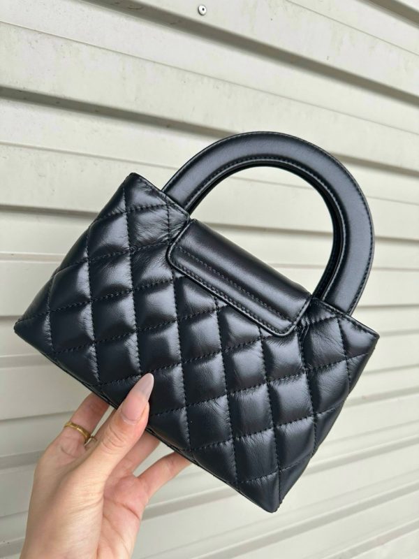 Chanel Kelly Small Shopper Black Calfskin Replica Bags 7.75x5x2 (2)