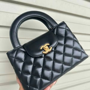 Chanel Kelly Small Shopper Black Calfskin Replica Bags 7.75x5x2 (2)