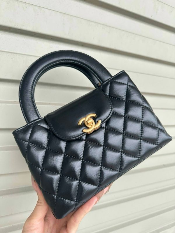 Chanel Kelly Small Shopper Black Calfskin Replica Bags 7.75x5x2 (2)