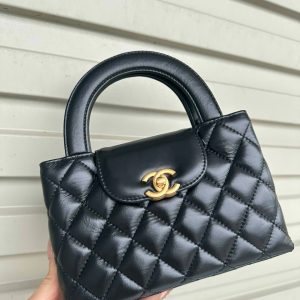 Chanel Kelly Small Shopper Black Calfskin Replica Bags 7.75x5x2 (2)