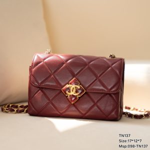 Chanel Mini Bordeaux Replica Bags Red Sheep Skin Size 17x12x7cm (2)