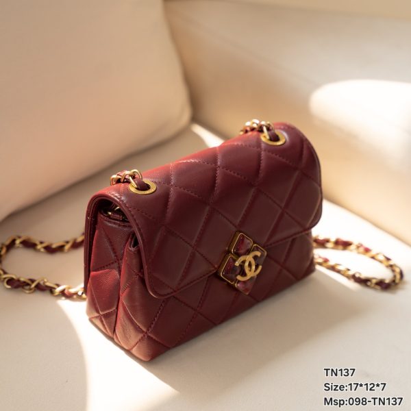 Chanel Mini Bordeaux Replica Bags Red Sheep Skin Size 17x12x7cm (2)